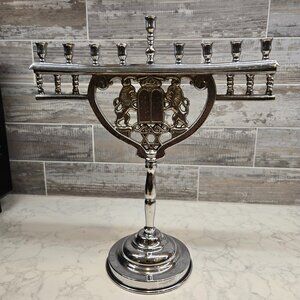 Vintage Cromwell Silver Mfg Corp. Chromium Lion Menorah